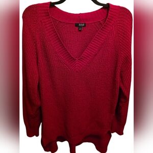 Anna Women's V-Neck Sweater - Red